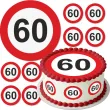 dekoracja na 60 urodziny oplatek na tort traffic birthday zestaw 1 8 szt 20 cm