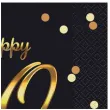 dekoracja na 60 urodziny serwetki happy birthday 60 czarno zloty godan 33 cm 20 szt