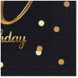 dekoracja na 60 urodziny serwetki happy birthday 60 czarno zloty godan 33 cm 20 szt