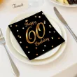 dekoracja na 60 urodziny serwetki happy birthday 60 czarno zloty godan 33 cm 20 szt
