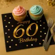 dekoracja na 60 urodziny serwetki happy birthday 60 czarno zloty godan 33 cm 20 szt