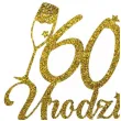 dekoracja na 60 urodziny topper papierowy szampanskie urodziny zloty brokat 15 x 19 cm