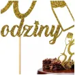 dekoracja na 60 urodziny topper papierowy szampanskie urodziny zloty brokat 15 x 19 cm