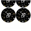 dekoracja na 70 urodziny papierowe podkladki pod kubki 70 glamour czarne 12 szt