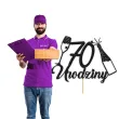 dekoracja na 70 urodziny topper papierowy szampanskie urodziny czarny brokat 15 x 19 cm
