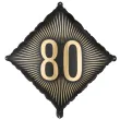 dekoracja na 80 urodziny balon foliowy glamour czarno zloty matowy do girland 20 sqr