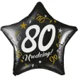dekoracja na 80 urodziny balon foliowy gwiazda glamour czarny 18 str