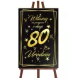 dekoracja na 80 urodziny drewniana tablica powitalna glamour zloto czarna powitanie gosci