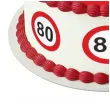 dekoracja na 80 urodziny oplatek na tort traffic birthday zestaw 1 8 szt 20 cm