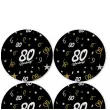 dekoracja na 80 urodziny papierowe podkladki pod kubki 80 glamour czarne 12 szt