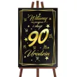dekoracja na 90 urodziny drewniana tablica powitalna glamour zloto czarna powitanie gosci