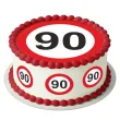 dekoracja na 90 urodziny oplatek na tort traffic birthday zestaw 1 8 szt 20 cm