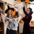 dekoracja na andrzejki sztuczna pajeczyna i 2 pajaki nylonowa halloween ozdoba biala 60 g