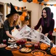 dekoracja na andrzejki sztuczna pajeczyna i 2 pajaki nylonowa halloween ozdoba biala 60 g