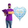 dekoracja na baby shower boy balon foliowy baby serce niebieski jasny 18 hrt