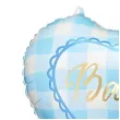 dekoracja na baby shower boy balon foliowy baby serce niebieski jasny 18 hrt