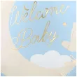 dekoracja na baby shower boy balon foliowy welcome baby niebieski jasny 18 rnd