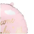 dekoracja na baby shower girl balon foliowy welcome baby rozowy jasny 18 rnd