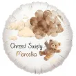 dekoracja na chrzest swiety chlopca dziewczynki personalizowany balon foliowy bezowy mis 18 rnd