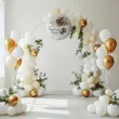 dekoracja na chrzest swiety chlopca dziewczynki personalizowany balon foliowy bezowy mis 18 rnd