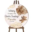 dekoracja na chrzest swiety chlopca dziewczynki tablica powitalna bezowy mis personalizacja