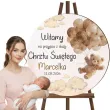 dekoracja na chrzest swiety chlopca dziewczynki tablica powitalna bezowy mis personalizacja