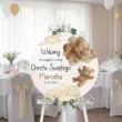 dekoracja na chrzest swiety chlopca dziewczynki tablica powitalna bezowy mis personalizacja