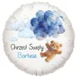 dekoracja na chrzest swiety chlopca personalizowany balon foliowy niebieski mis 18 rnd