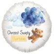 dekoracja na chrzest swiety chlopca personalizowany balon foliowy niebieski mis 18 rnd