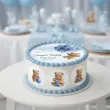 dekoracja na chrzest swiety chlopca personalizowany oplatek na tort niebieski mis 1 8