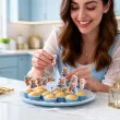 dekoracja na chrzest swiety chlopca pikery na muffinki niebieski mis szpilki na babeczki 6 szt