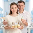 dekoracja na chrzest swiety chlopca pikery na muffinki niebieski mis szpilki na babeczki 6 szt