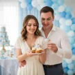 dekoracja na chrzest swiety chlopca pikery na muffinki niebieski mis szpilki na babeczki 6 szt
