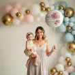 dekoracja na chrzest swiety dziewczynki personalizowany balon foliowy rozowy mis 18 rnd