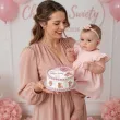 dekoracja na chrzest swiety dziewczynki personalizowany oplatek na tort rozowy mis 1 8