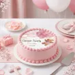 dekoracja na chrzest swiety dziewczynki personalizowany oplatek na tort rozowy mis 1 8
