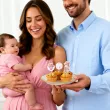 dekoracja na chrzest swiety dziewczynki pikery na muffinki rozowy mis szpilki na babeczki 6 szt