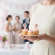 dekoracja na chrzest swiety dziewczynki pikery na muffinki rozowy mis szpilki na babeczki 6 szt