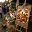 dekoracja na dozynki festyn wiejski festiwal zakonczenie zniw ozdoba na okno drzwi bocian