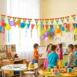 dekoracja na dzien dziecka baner flagi teczowa girlanda diy 4 m