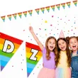 dekoracja na dzien dziecka baner flagi teczowa girlanda diy 4 m