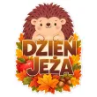 dekoracja na dzien jeza do przedszkola szkoly plakat na okno drzwi jezyk jerzy jesien ozdoba