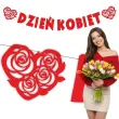 dekoracja na dzien kobiet 8 marca baner girlanda papierowa azurowe roze do szkoly pracy 2 m
