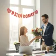 dekoracja na dzien kobiet 8 marca baner girlanda papierowa azurowe roze do szkoly pracy 2 m
