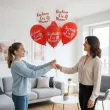 dekoracja na dzien matki 26 maja balony lateksowe kocham cie mamo bialo czerwone 12 5 szt