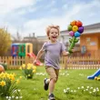 dekoracja na dzien wiosny dzien dziecka balon foliowy teczowy kwiatek do przedszkola 15 shp