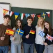 dekoracja na europejski dzien jezykow baner flagi girlanda papierowa do szkoly 3 6 m