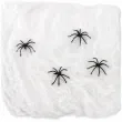 dekoracja na halloween andrzejki pajeczyna nylonowa do zdjec z pajakami biala 60g