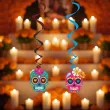 dekoracja na halloween dia de los murtos swiderki wiszace czaszki swieto zmarlych meksyk x6