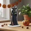 dekoracja na halloween drewniana figurka czarownica do postawienia 15 cm
